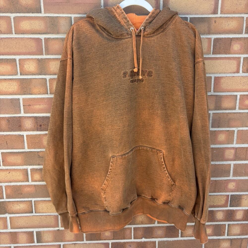 Supreme Spray Hoodie Orange Unisex XL Cotton Heavyweight Sweatshirt Hooded